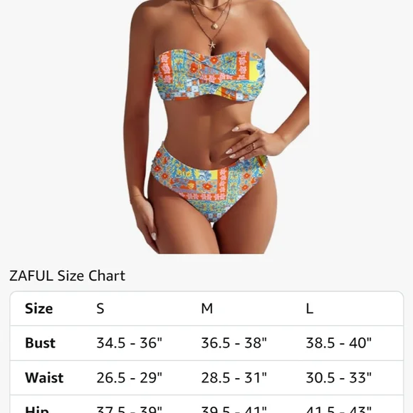 Zaful Multicolor Strapless Bikini - Picture 8 of 10